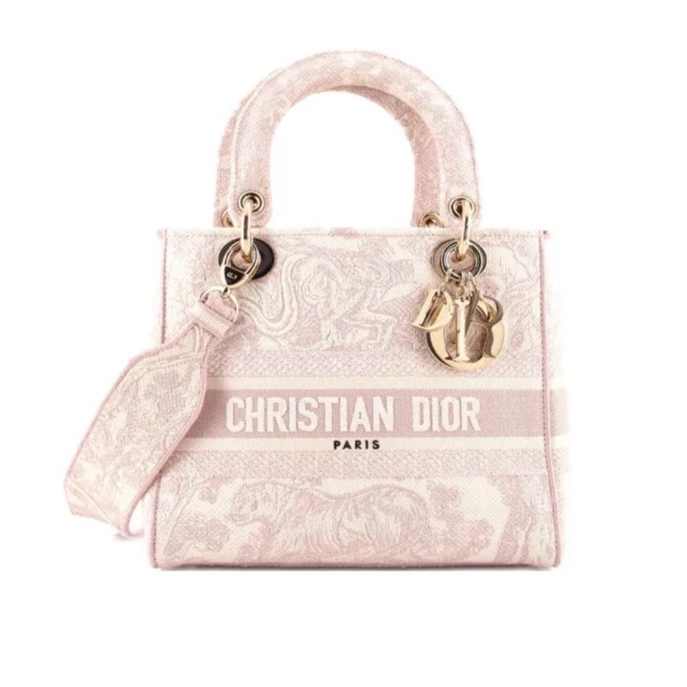 Christian Dior Toile de Jouy Lady D-Lite Bag Embroidered Canvas Medium tote bag